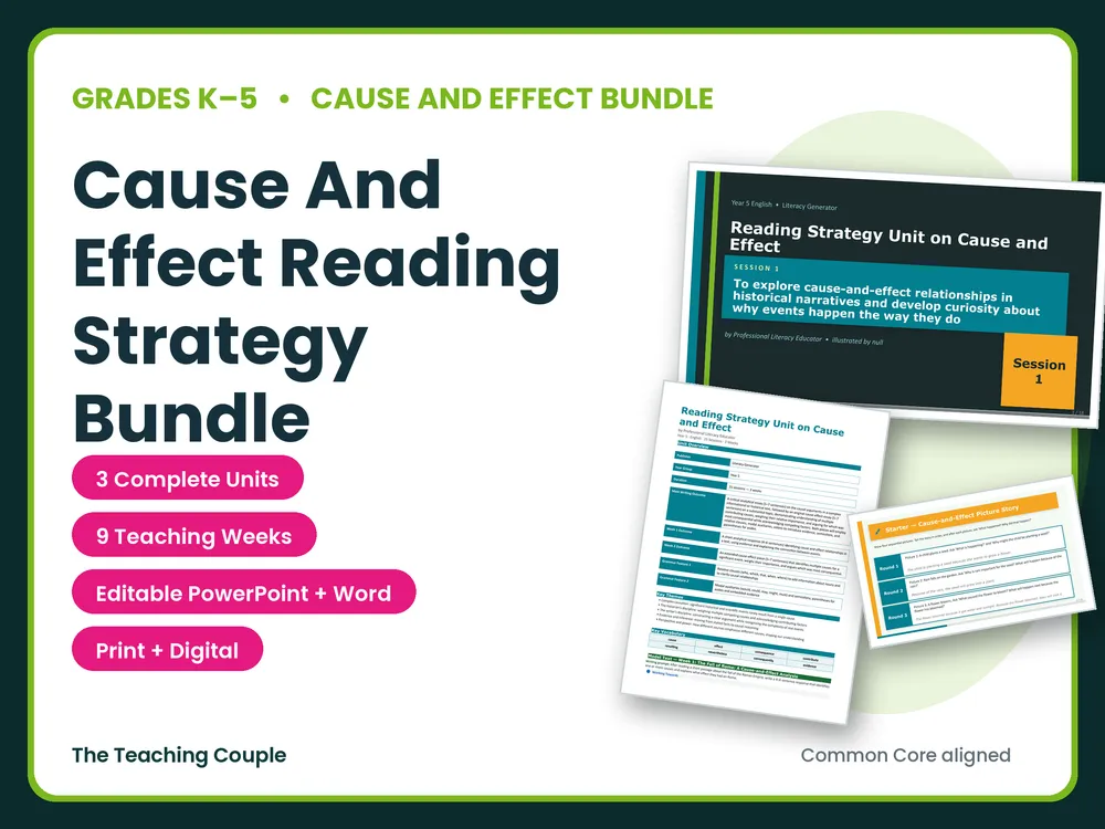 Cause And Effect Reading Strategy Bundle | Grades K-5 | 3 Units