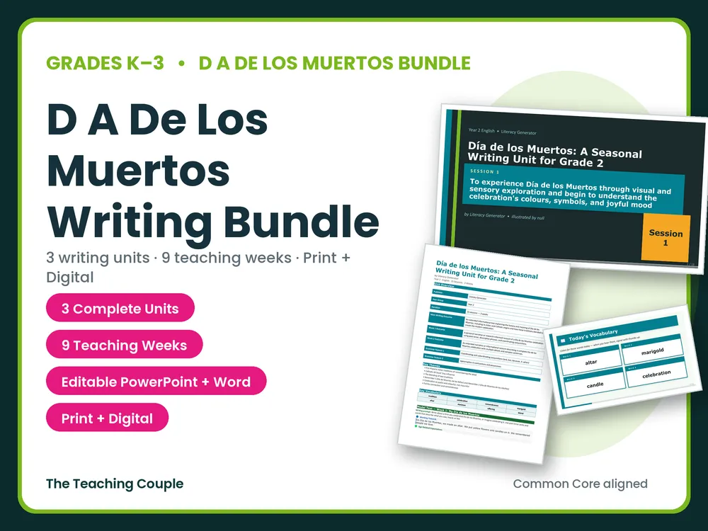 D A De Los Muertos Writing Bundle | Grades K-3 | 3 Units