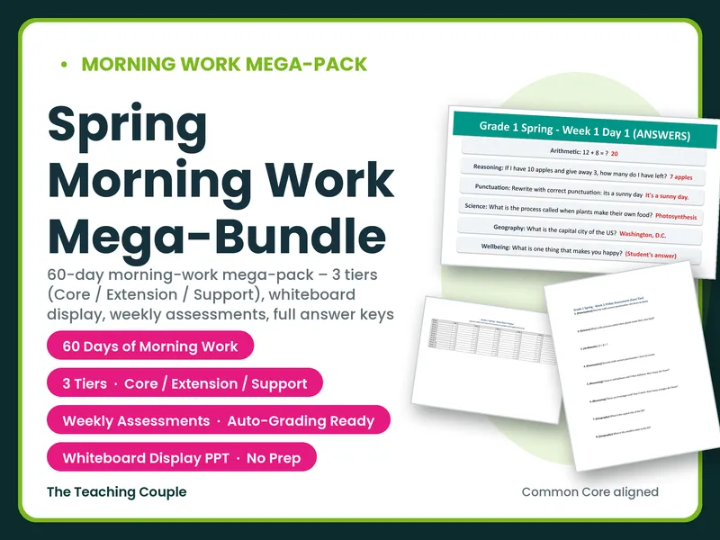 Grade 1 Spring Morning Work Mega-Bundle | 60 Days of Differentiated Learning