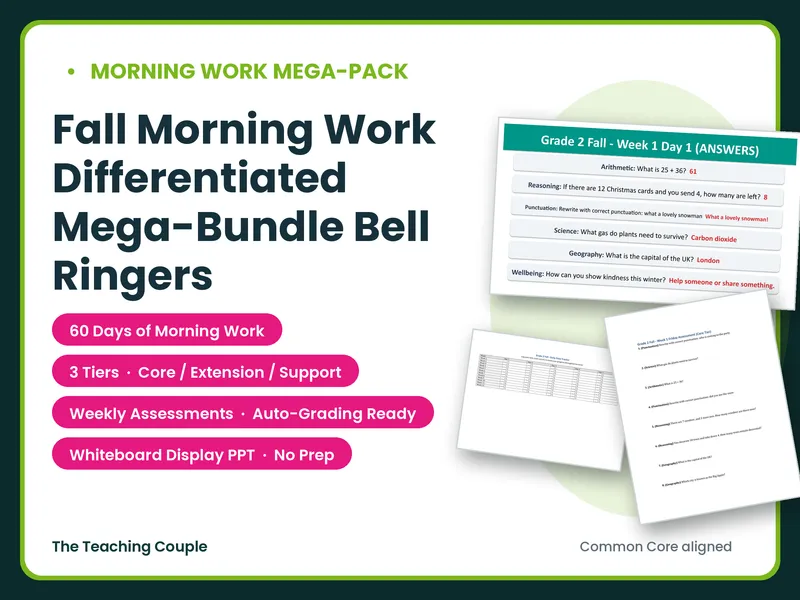 Grade 2 Fall Morning Work Differentiated Mega-Bundle Bell Ringers