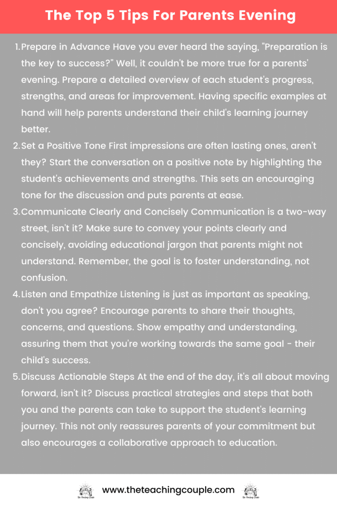 The Top 5 Tips For Parents Evening