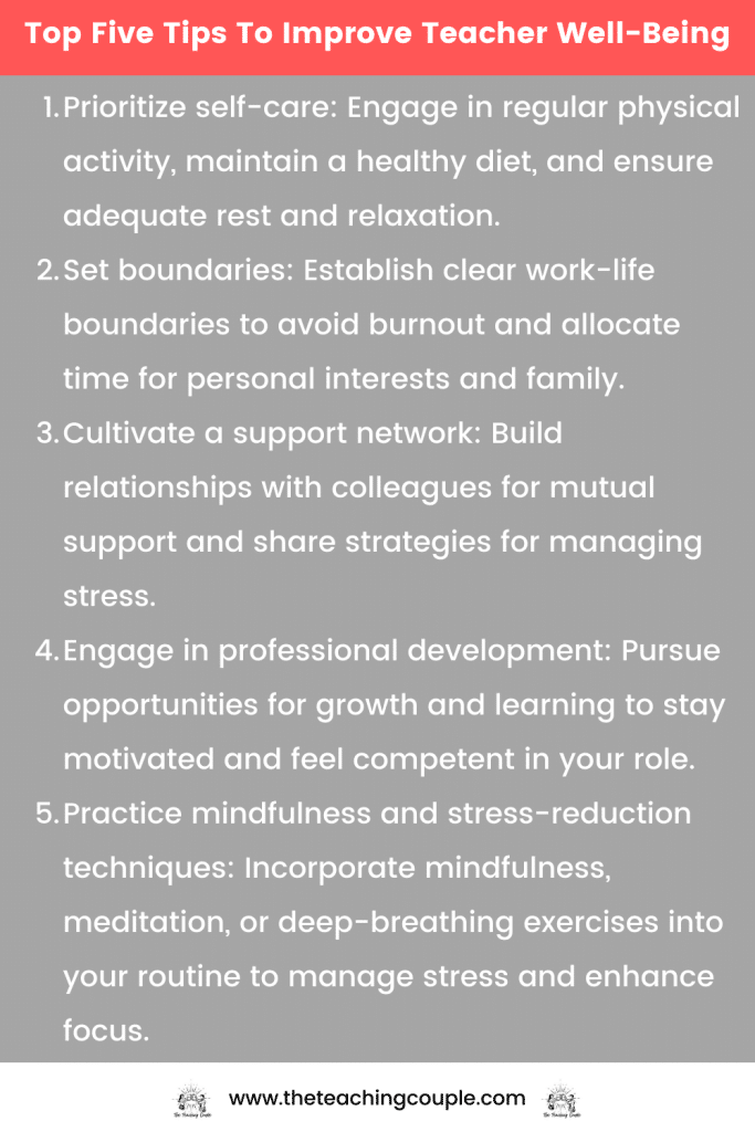 Top Five Tips To Improve Teacher Well-Being