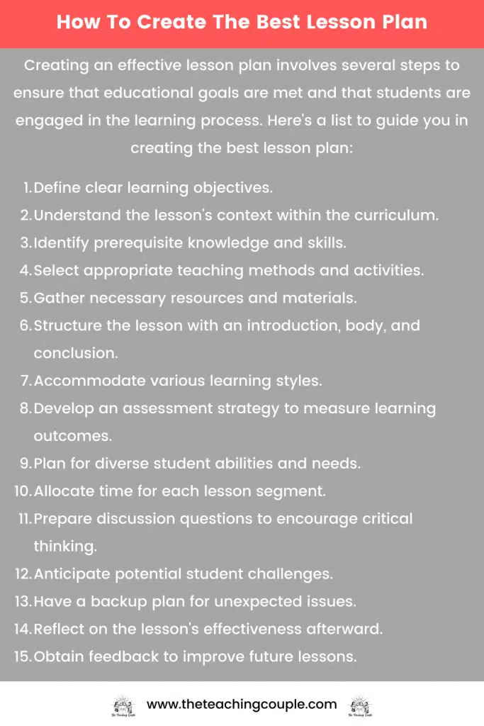 How To Create The Best Lesson Plan