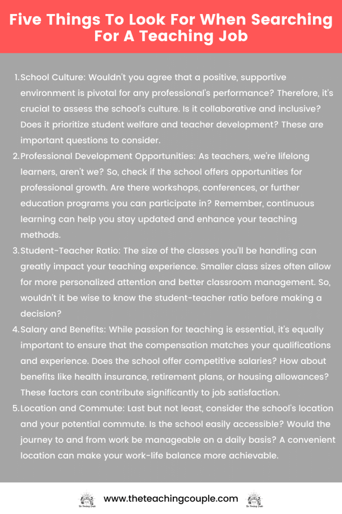 Five Things To Look For When Searching For A Teaching Job