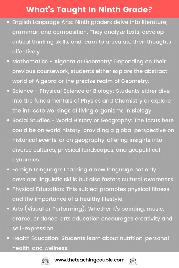 What’s Taught In Ninth Grade?