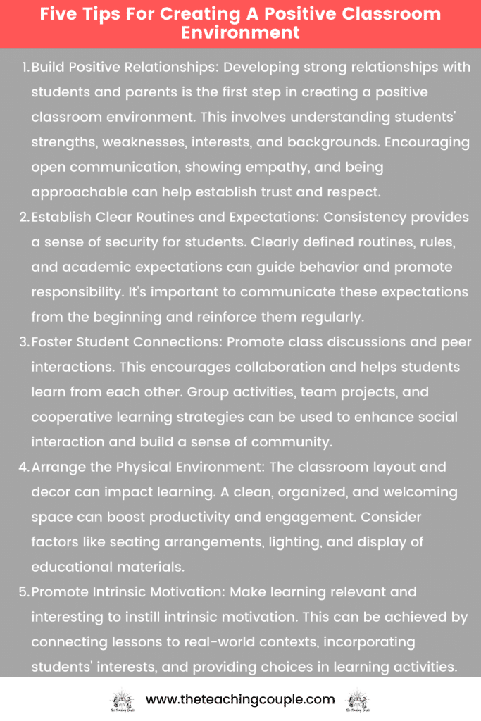 Five Tips For Creating A Positive Classroom Environment