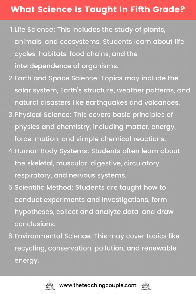 What Science Is Taught In Fifth Grade?