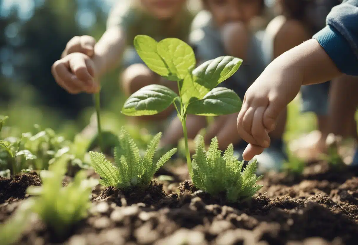 Children exploring nature, conducting simple experiments, and learning about plants and animals in a hands-on, interactive way
