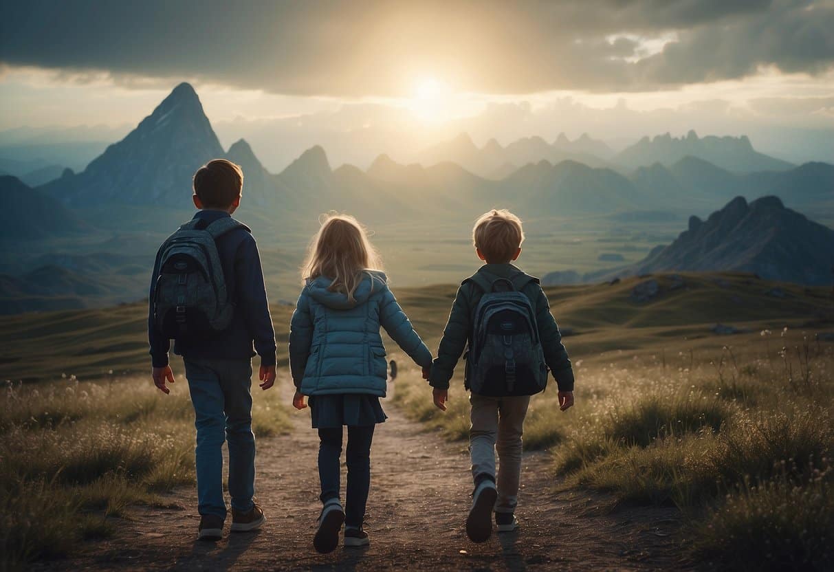 A young girl and two boys travel through a tesseract, landing on a mysterious planet with strange creatures and a dark looming presence