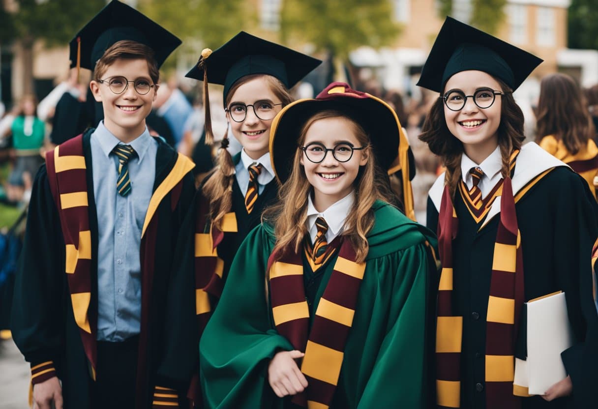 Teachers wearing Harry Potter costumes at a school event