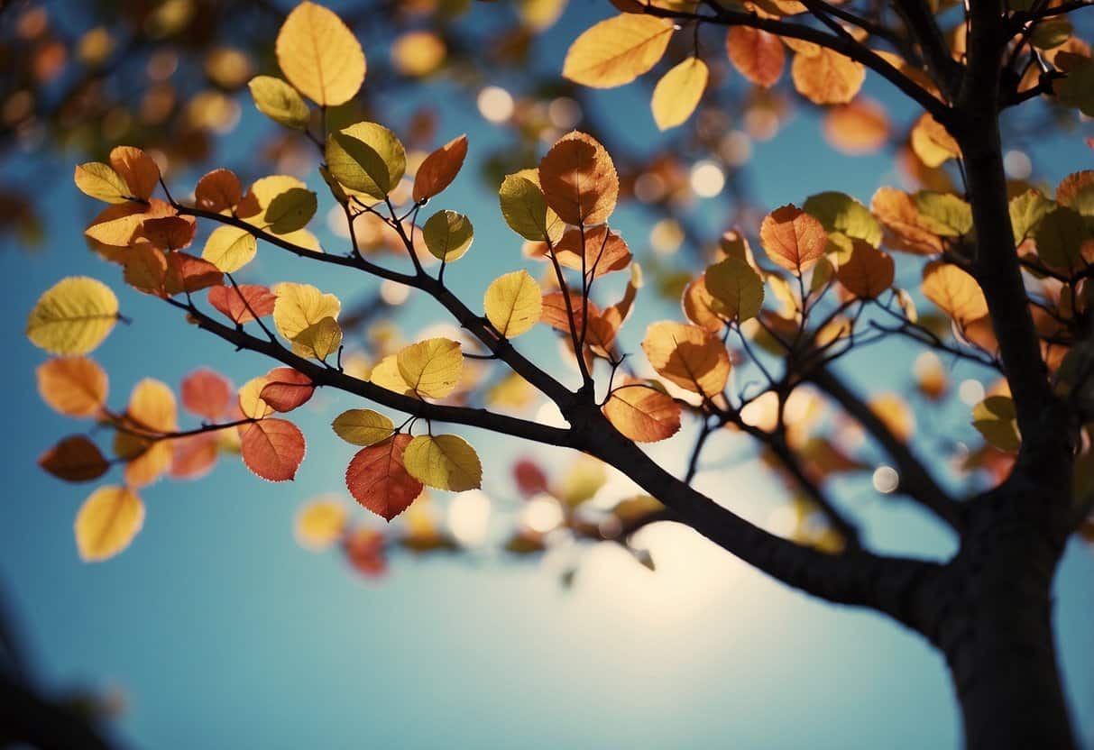 Colorful branches extend from a central point, each representing a tip for mindmapping. The branches are filled with keywords and images to symbolize creativity and organization