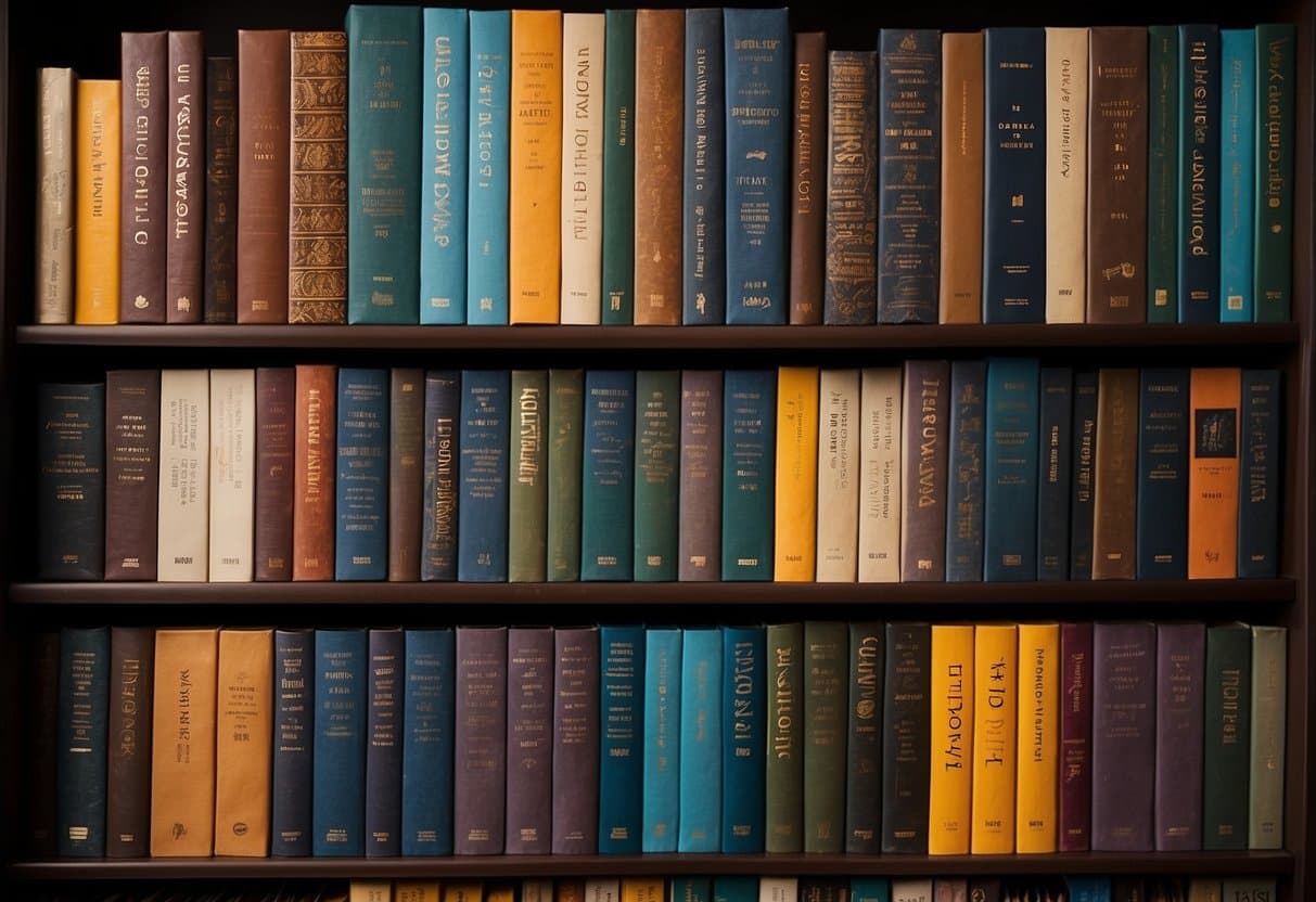 A stack of colorful books arranged neatly on a shelf, with titles like "Harry Potter" and "Percy Jackson" prominently displayed